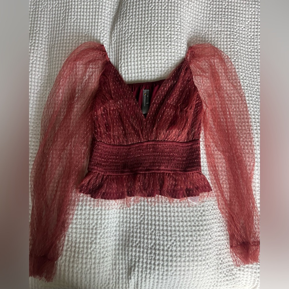 Anthropologie Tulle Sleeve Blouse - Picture 2 of 4